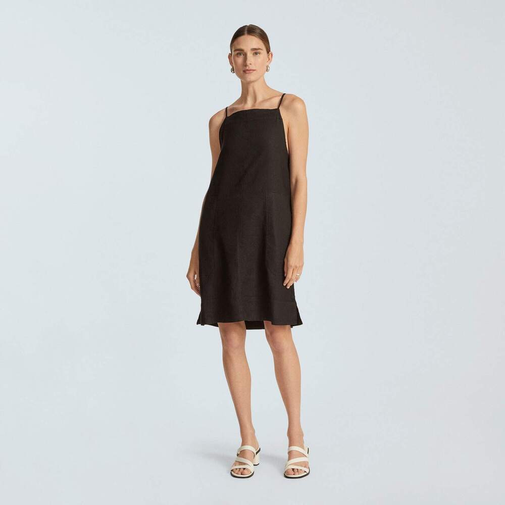 Everlane The Linen Apron Dress Black Base - Size M